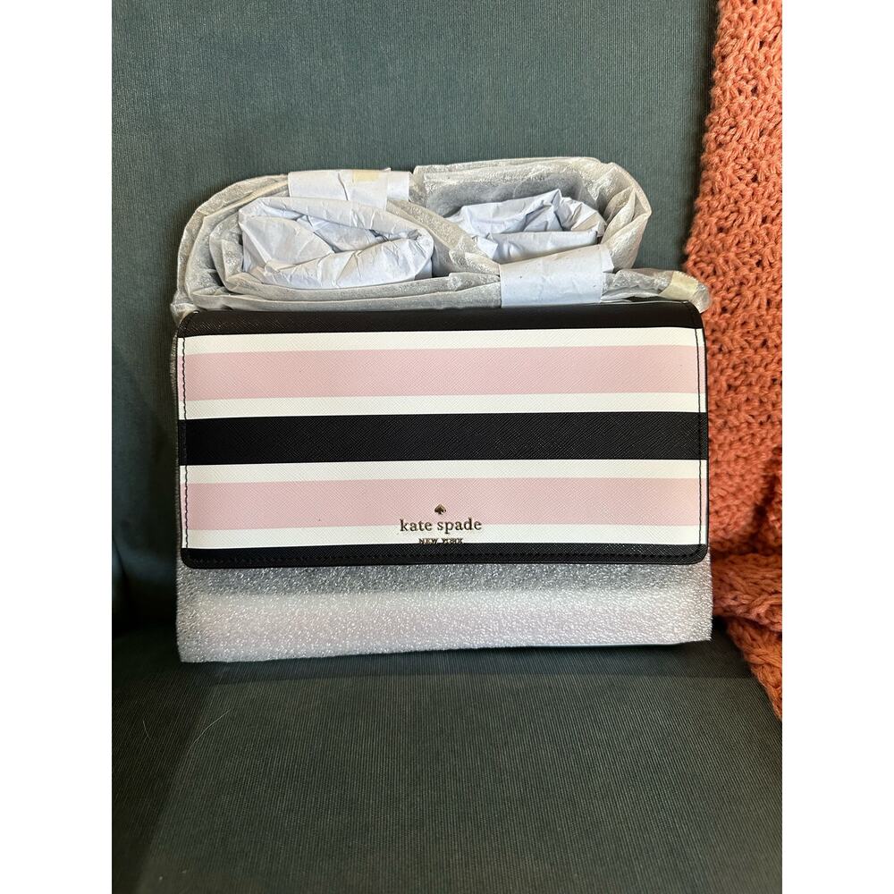 Kate Spade Black and Pink Striped Crossbody Bag - Picture 5 of 9